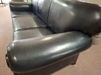 3 Seater Black Leather Lounge - 7