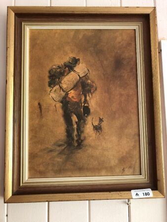 Vintage Framed Swagman Picture