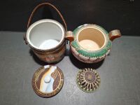 Asian Hand Painted Biscuit Jar and Incense Burner - 3