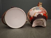 Asian Hand Painted Biscuit Jar and Incense Burner - 4