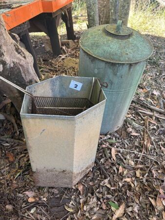 2x vintage metal storage containers