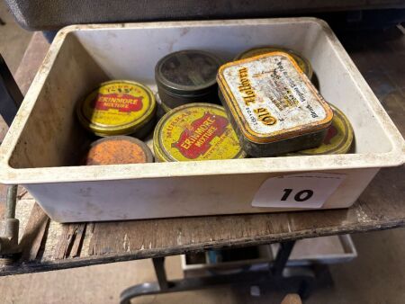 Vintage tobacco tins with contents