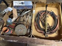 2 boxes containing assorted tools and oxy set