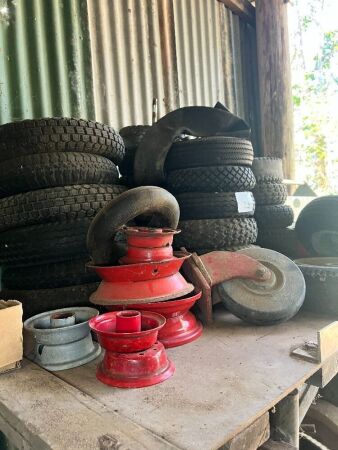 Large qty of wheels, tyres etc
