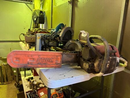 STIHL chainsaw with spare bars + electric chainsaw