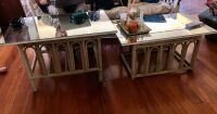 2 Mirror Topped Cane Coffee Tables