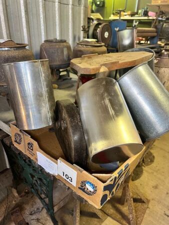 Box lot of Kangaroo/Tamworth butter churn parts