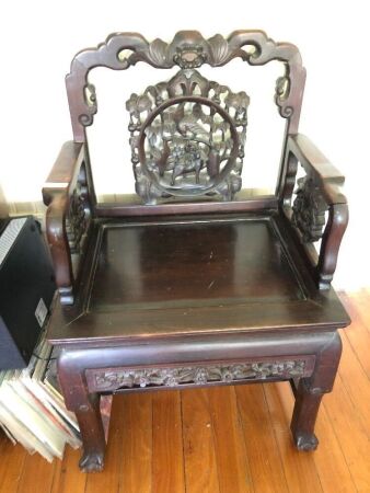 Large Carved Rosewood Chinese Altar Chair