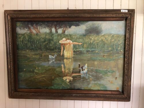 Large Framed Original Painting Signed Maloney