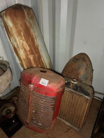 Radiator, grill and fuel tank, bonnet etc