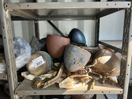 Shelf lot of vintage headlights