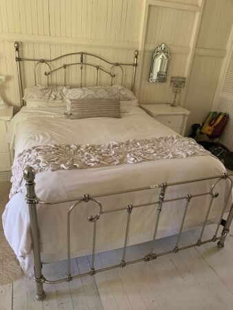 Contemporary Scrolled Steel Framed Queen Bed & Mattress