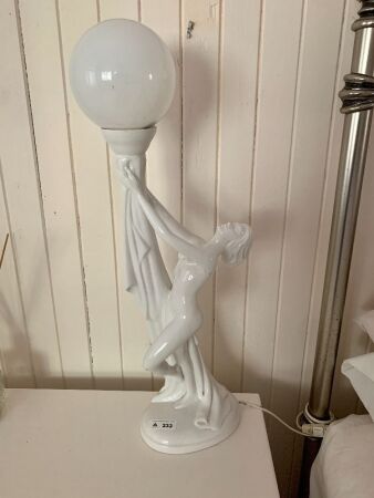 Vintage Tall White Ceramic Lady Lamp