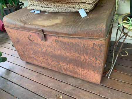 Large Vintage Rusty Tin Trunk