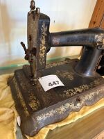 Unbranded sewing machine on cast iron footed base - 2