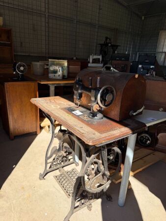 ADLER sewing machine on treadle base