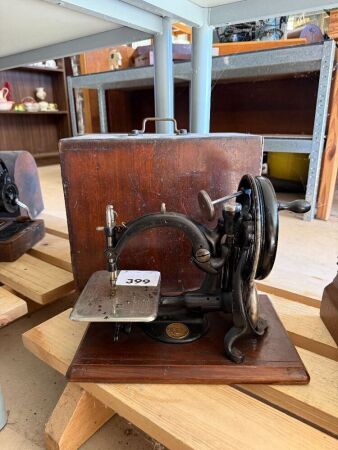 Willcox and Gibbs sewing machine with case