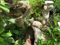 Concrete Bird Bath, Cherub Stand & Elephant