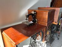 Wilcox & Gibbs Sewing Machine with Case on Cast Iron Footed Base - 2