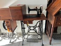 Unbranded Sewing Machine with Key on Cast Iron Footed Base