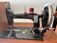 Unbranded Sewing Machine with Key on Cast Iron Footed Base - 4