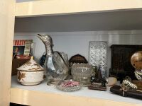 Half Shelf Lot of Sessions Mantle Clock and Assorted Goods