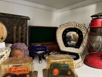 Half Shelf Lot of Sessions Mantle Clock and Assorted Goods - 4