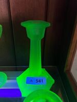 2 x Uranium Glass Candlesticks - 2