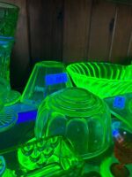 2 x Uranium Glass Jelly Bowls - 2