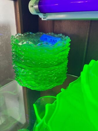 11 x Uranium Glass Dessert Bowls