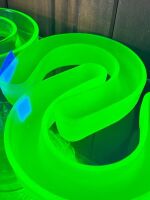 3 x Uranium Glass Horse Shoe Float Vases - 2