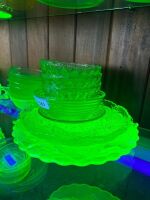 8 pieces of Assorted Uranium Glass dishes/plates