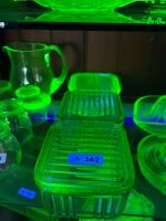 3 x Uranium Glass Butter Dishes