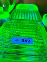 3 x Uranium Glass Butter Dishes - 2