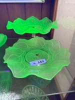 2 x Uranium Glass Cake Stands