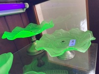 2 x Uranium Glass Cake Stands - 2