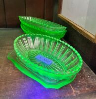 5 x Oblong Uranium Glass Trays