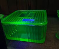 Large Uranium Glass Butter Dish