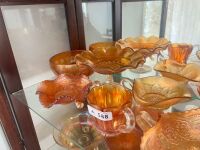 Shelf lot of Carnival Glass