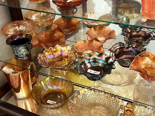 Shelf lot of Carnival Glass