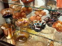 Shelf lot of Carnival Glass
