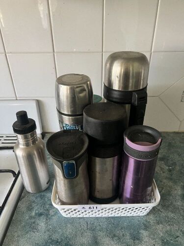 Assorted stainless steel drink cannisters