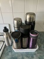 Assorted stainless steel drink cannisters