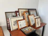 Qty of framed tapestry and embroidery art