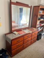 Wooden dresser with mirror
