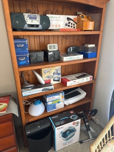 Assorted items on shelves