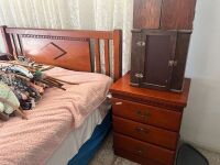 Wooden queen bed with matching bedside drawers - 2