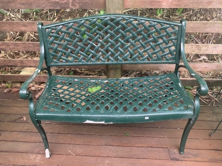 Cast Alloy 2 Seater Green Bench
