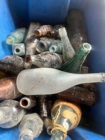 Box of vintage collectable bottles