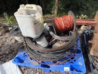Pallet of fencing equipment, wire etc.